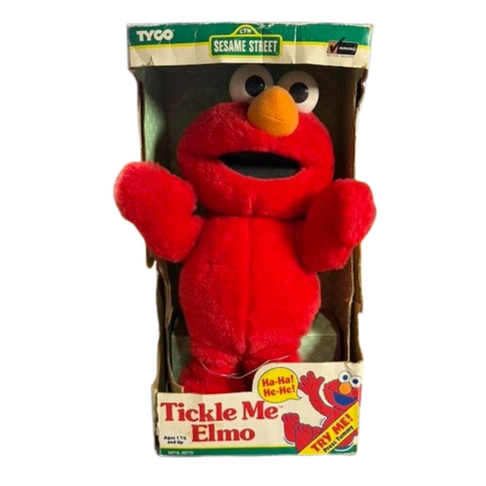 Vintage Tyco Tickle Me Elmo Original Box Works Pull Tab Intact Sesame Street